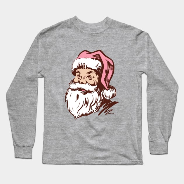 Retro Vintage Pink Santa Claus Long Sleeve T-Shirt by My Happy-Design